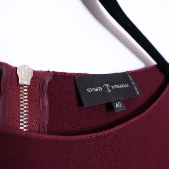 JENNIFER TATTANELLI Panel Shift Dress Burgundy Half Sleeves Women's 40/ US 8 - Picture 4 of 13